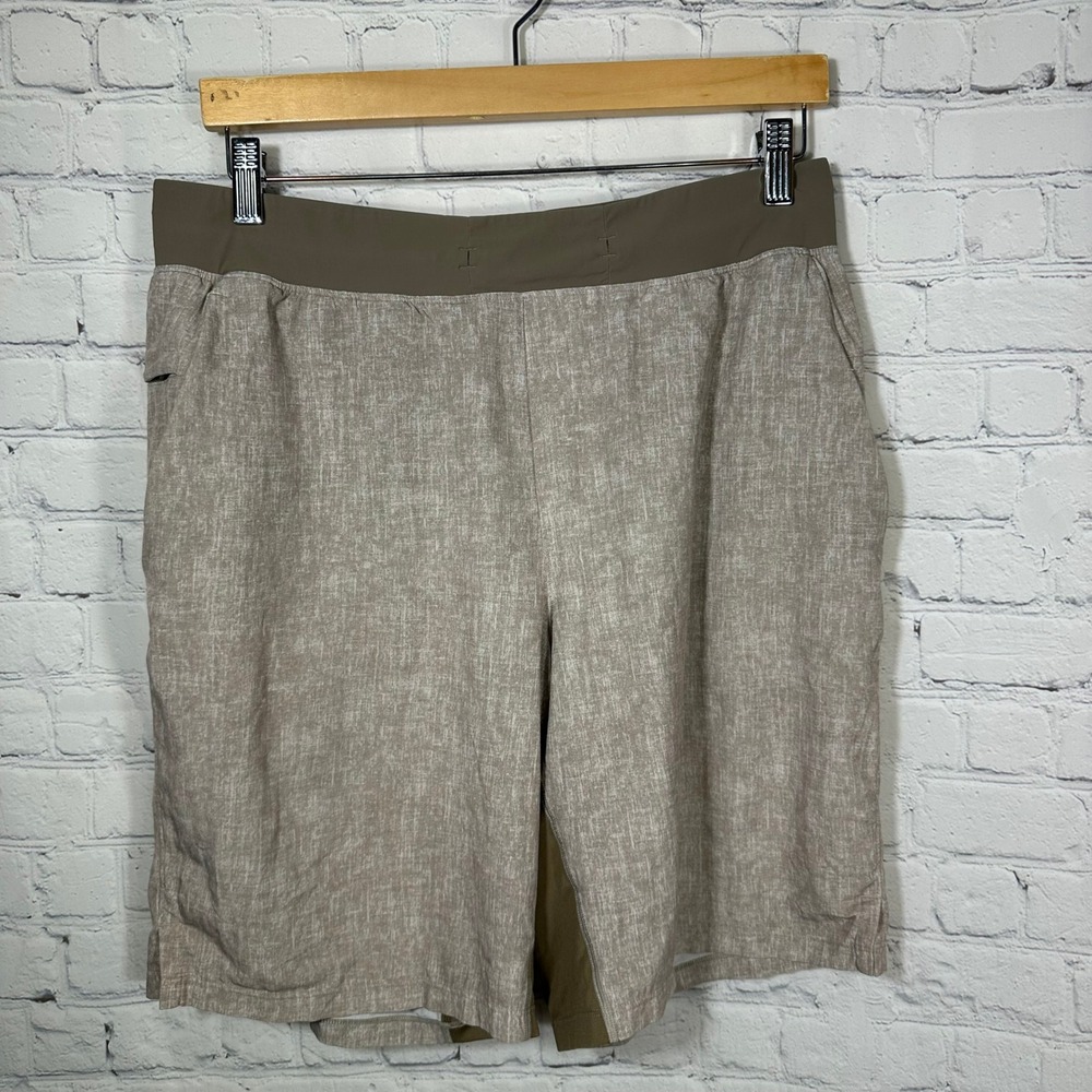 Lululemon THE Short Linerless Shorts Brown Heathered Elastic Waist Large LM7AGCS